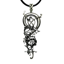Dragon Pendant Ringerike Viking Necklace Norse Jormungandr Pewter Cord Jewellery - $11.77
