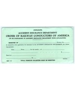 Order of Railway Conductors of America Receipt Green Yellow 2 Duplicate ... - $9.88