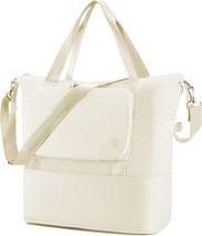 Foldable Travel Duffel Bag for Women,Carry on Bag for Airplane, Expandab (Beige) - £14.72 GBP