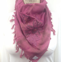 Womens  Rose Multicolor Printed Fringed Scarf BOHO New - £11.74 GBP