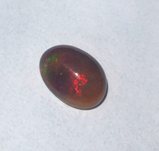 Genuine Fire Opal Cab, Chocolate Opal, 12x9mm 2.5Cts, Red Green And Purple Fire - £48.70 GBP