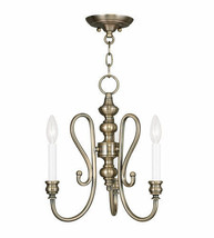 Livex Lighting 5163-01 Convertible Mini Chandelier-Ceiling Mount - Antique Brass - £213.82 GBP