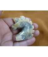 (Y-UNIH-712) gray Unicorn head rearing GEMSTONE carving figurine chess s... - $327.89 MXN