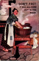 HH Tammen Don&#39;t Fret It Will All Come Out in the Wash Embossed Postcard 1911  - $9.85