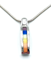 Vintage Marsala Sterling Silver Rainbow Mother Of Pearl Pendant Necklace - £21.83 GBP
