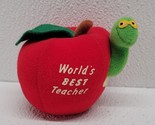 Vintage Russ Berrie Plush Apple Worm  Toy World&#39;s Best Teacher Gift - $22.19