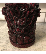 Vtg Chinese Carved Red  Resin Zodiac Dragon Vase Cup Feng Shiite Very De... - $120.96 CAD