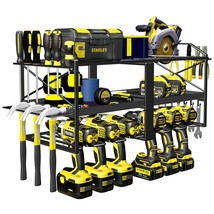 Power Tool Organizer, Wall Mounted Rack With 6 Drill Holders For Cordles... - £73.71 GBP