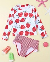 NEW Girls Strawberry Long Sleeve Swimsuit Bathing Suit Tankini 2T 3T 4T 5T - $11.99