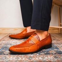 Fangio Classic Penny Loafer Genuine Ostrich Leg Quil Cognac image 9