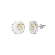 925 Sterling Silver Round Shiva Eye Shell Stud Earrings - $14.01