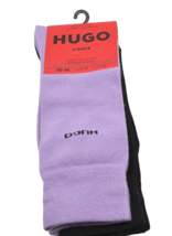 Hugo Boss 2 pack Men&#39;s Purple  Black Finest Cotton Socks  One Size 7-13 - $30.20