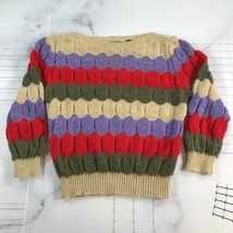 Vintage Organically Grown Sweaters Womens Small XS Tan Green Purple Red ... - $65.46