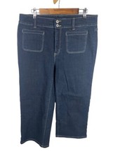 Chicos Platinum Jeans 2 / Size 12 Wide Leg Ankle Skim Crop Jeans Y2K Dar... - £29.16 GBP