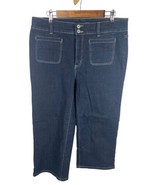 Chicos Platinum Jeans 2 / Size 12 Wide Leg Ankle Skim Crop Jeans Y2K Dar... - £29.30 GBP