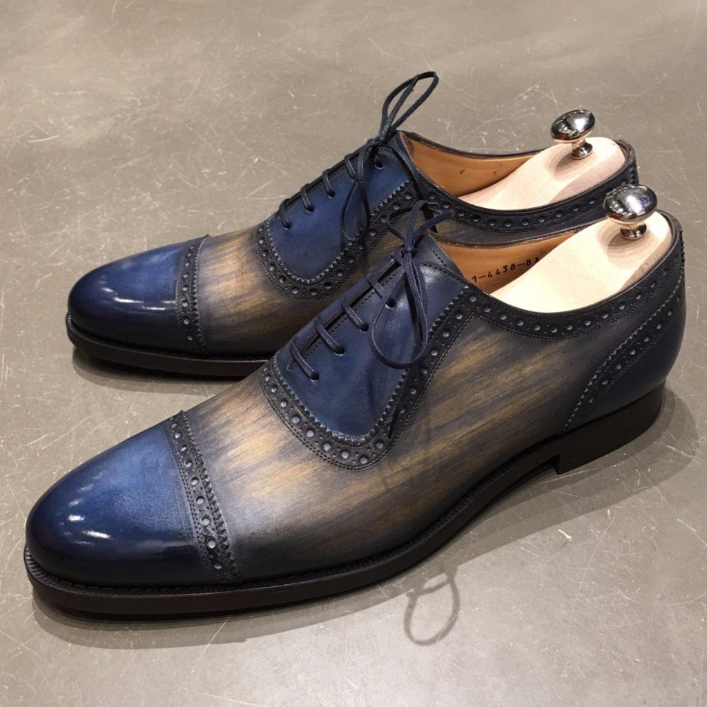 New Handmade Blue Patina Oxfords for Mens Custom Made Premium Quality Lace up Sh