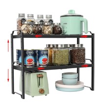 Expandable Cabinet Shelf Organizers Stackable Kitchen Counter Shelves Spice Rack - £44.09 GBP