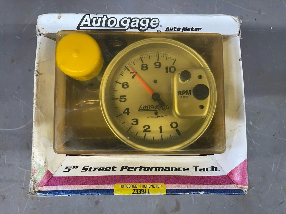 NOS Vintage Auto Meter RPM Tachometer 10K Rat Hot Rod Autogauge Mount Tr... - $352.16