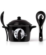 Alchemy Gothic Black Feline Hungry Bowl Lid Spoon Bone China MW DW Safe ... - £23.55 GBP