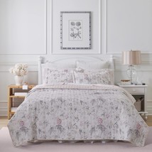 Laura Ashley Home - Breezy Floral Collection - 100% Cotton,, Pink/Grey - $99.92