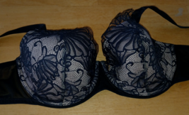 PARAMOUR #135061 BLACK LACE PADDED UNDERWIRE BRA-38DDD-BARELY WORN - $11.99