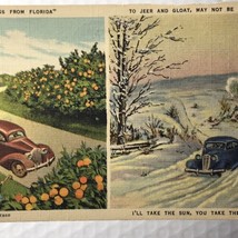Florida Vintage Postcard Beautiful Weather And Snowing Back Home - $12.95