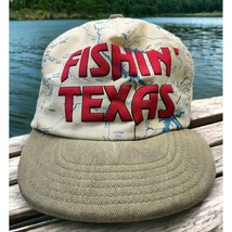 Vintage Fishin Texas Snapback Hat Waterway Map Distressed Cap Fishing - $16.95