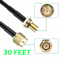 30Ft Wifi Antenna Rp-Sma Extension Coaxial Cable Cord For Wi-Fi Wireless Router - £14.36 GBP