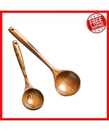 Durable Acacia Wood Cooking Utensils - Large 14 Inch Spoon &amp; 11 Inch Lad... - $609.43 MXN