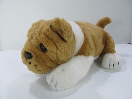 VTG Fable Toy Corp 1996 Brown White Bulldog Stuffed Plush 8&quot; Wrinkled Realistic - £11.20 GBP