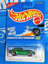 Hot Wheels 1996 Mainline #447 Corvette Split-Window Green w/ 7SPs Chrome Base - £3.88 GBP