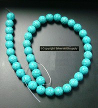 36 Treated Magnesite created turquoise 12mm round shaped beads 16 in BS298 - £3.14 GBP