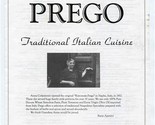 Prego Traditional Italian Cuisine Menu Avenue of the Americas New York - $17.82