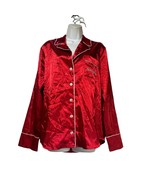 Show me your Mumu Red Naughty Embroidered Button Up long Sleeve Pajama T... - $24.74