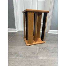 Vintage Wooden CD Rack Stand Rotating Rotates Storage Spins Decor Holds ... - £44.71 GBP
