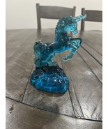 Vtg Fenton Teal Blue Glass Unicorn 5.25&quot; Horse Art Glass 1990s Figurine - $1,299.71 MXN