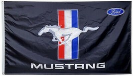 Ford Mustang Black Sport Flag 3X5 Ft Polyester Banner USA - £12.64 GBP