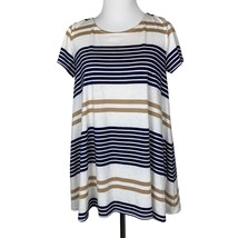 Anthropologie Puella Women&#39;s Striped Short Sleeve Tunic Top XS Cotton Po... - $137.22 MXN