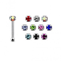 10 PCs In BOX Round CZ 925 Sterling Silver Four Claws Jeweled Nose Stud 22G - £27.33 GBP