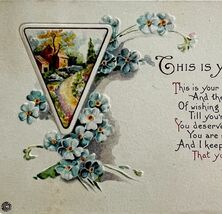 This Is Your Birthday Greeting Postcard 1915-20 Blue Flowers Embossed PC... - $369.97 MXN