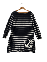 J. CREW Womens Dress Nautical Stripe Shift Knit Blue White Long Sleeve Size M - £9.22 GBP