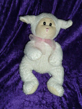 WISHPETS LAUREN LAMB plush stuffed animal white bean bag pink organza bow 13&quot;  - £14.85 GBP