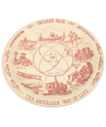 Vintage Pink Vernon Kilns USA Pottery Picture Map Of Chicago Fair Plate ... - $25.63 CAD