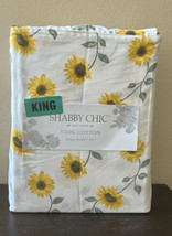Shabby Chic King Sheet set Fall Sunflowers New 100% Cotton - £77.53 GBP