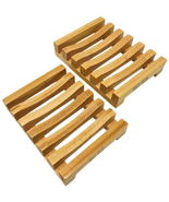 Bamboo Soap Dish Soap Saver Handcrafted For Bathroom Bathtub 2pc NEW - £9.54 GBP
