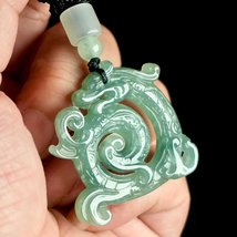Archaic Chinese Dragon Jadeite Necklace Pendant Amulet Guardian Talisman - $41.07 CAD