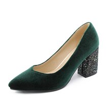 European and American women pumps sexy nightclub 7.5CM Rough high heel suede sha - $84.06