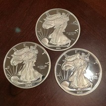 (3) 6 Troy oz, Half Troy Pound 2007 2009 2010 Silver Eagle .999 Fine Silver - $949.95