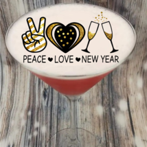 12 Edible 2&quot; Cocktail Drink Toppers New Years Eve Party Favors Peace &amp; Love - £11.15 GBP