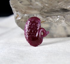 Natural Untreated Ruby Carved Peacock 20.71 Cts Gemstone Designing Pendant Ring - £1,786.84 GBP